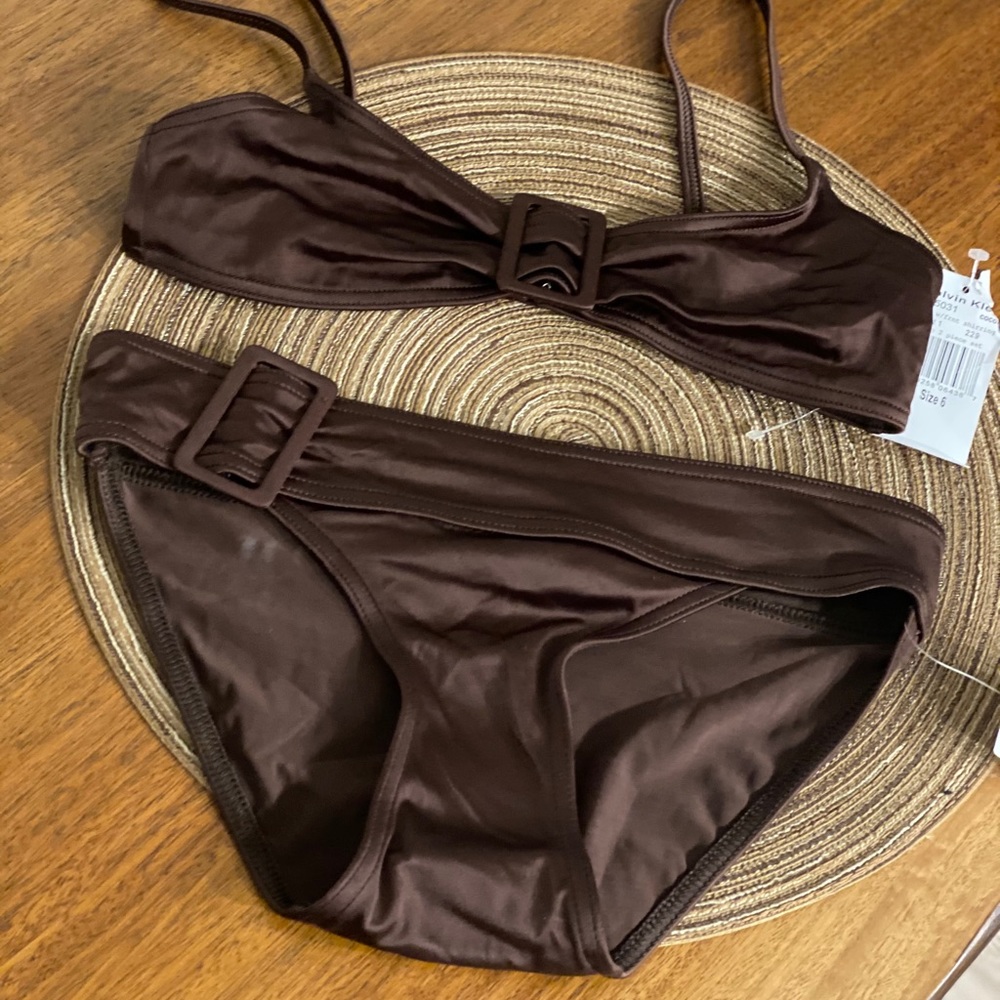 Calvin Klein brown cocoa bikini bathing suit NWT